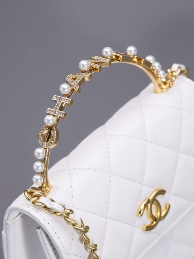 Replica CHANEL 23B Pearl White Handle Bag